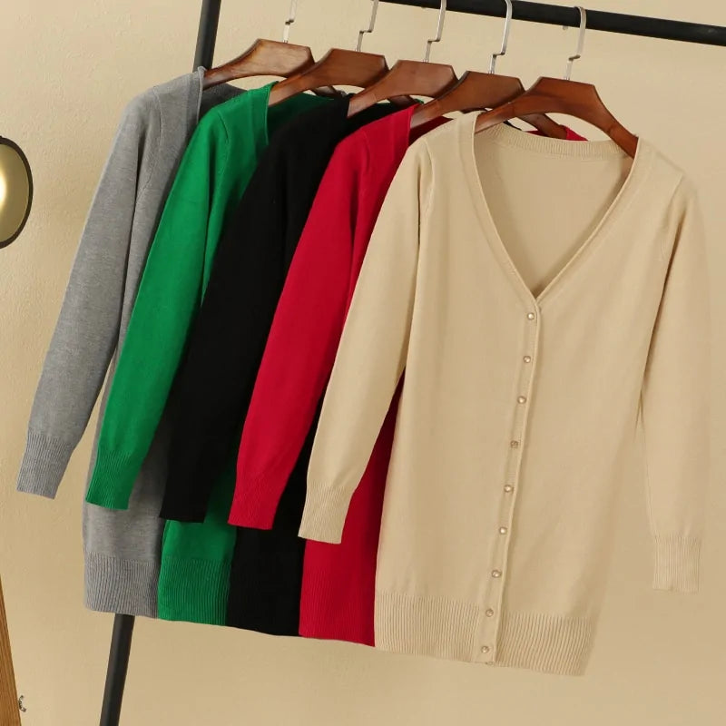 V-Neck Women's Cardigan - Timeless Style & Comfort