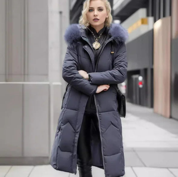 Chaqueta larga acolchada ajustada para mujer