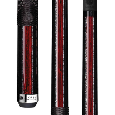 Lucasi Pinnacle Midnight Black Cue with Cocobolo Accents and Silver Crush Inlays - Korvel