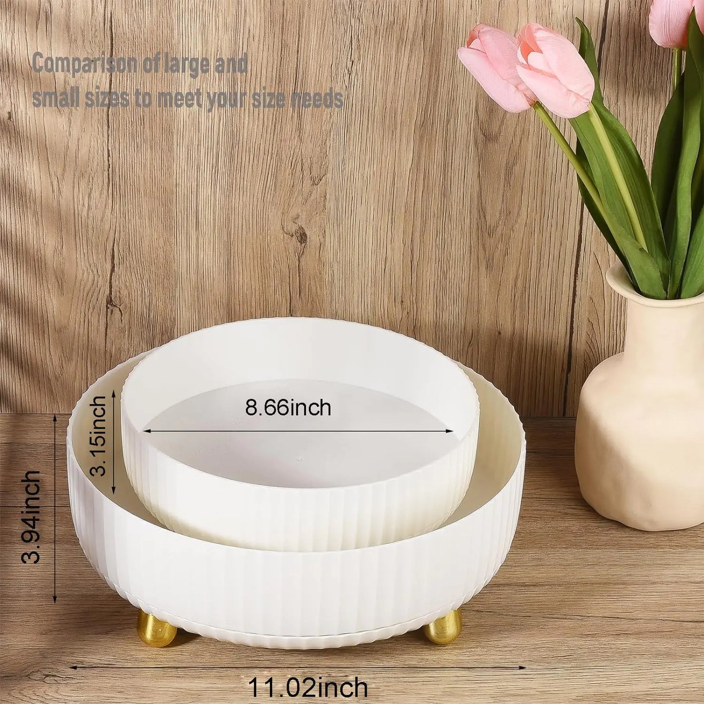 Anyoifax 360° Rotating Makeup and Perfume Organizer - Large Ivory White
