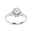 Anillo de Compromiso con Halo de Diamantes en Oro Blanco de 14k Certificado por GIA