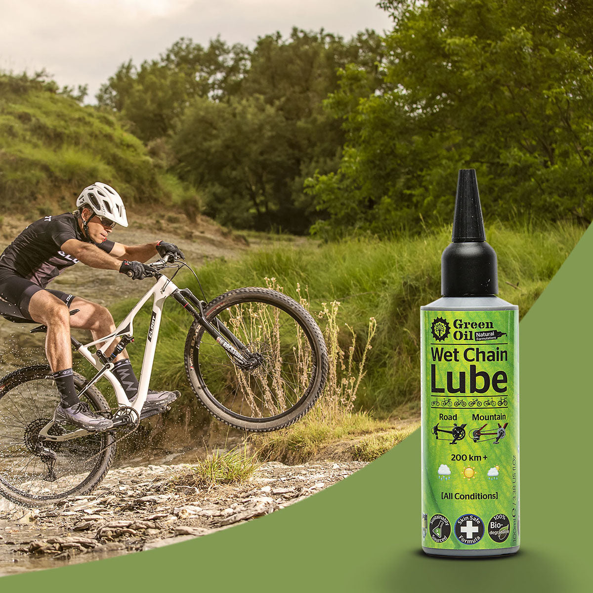 Green Oil - Wet Chain Lube - Wet & Dry Conditions - Korvel