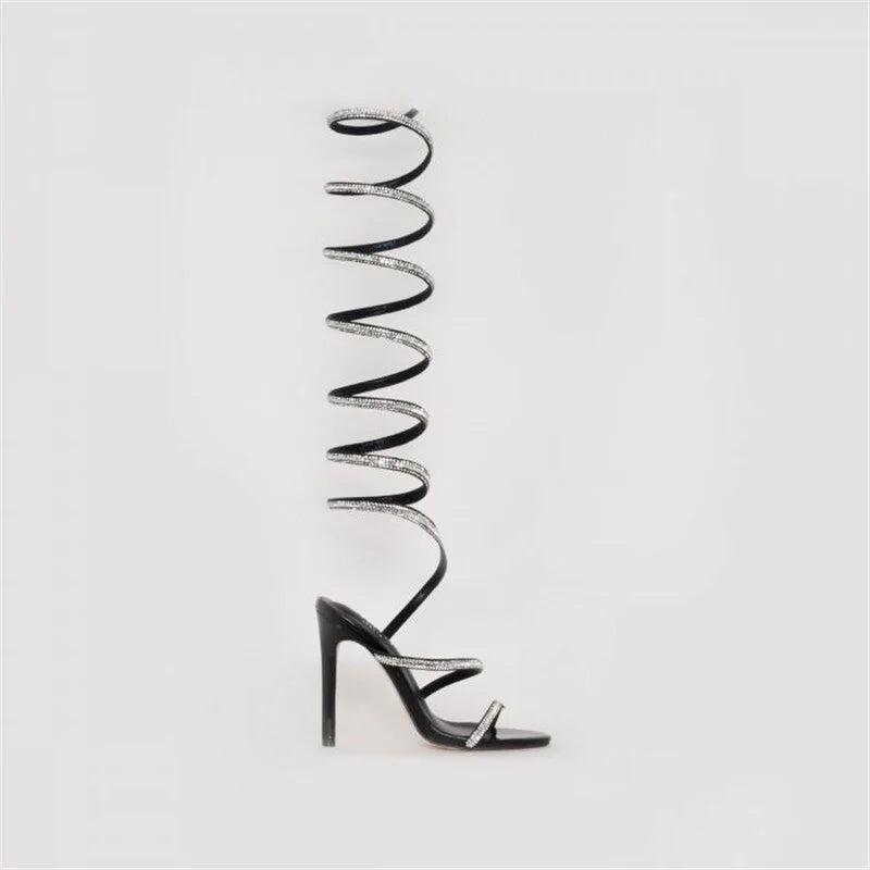 Tacones Gladiador con Tiras de Rhinestones