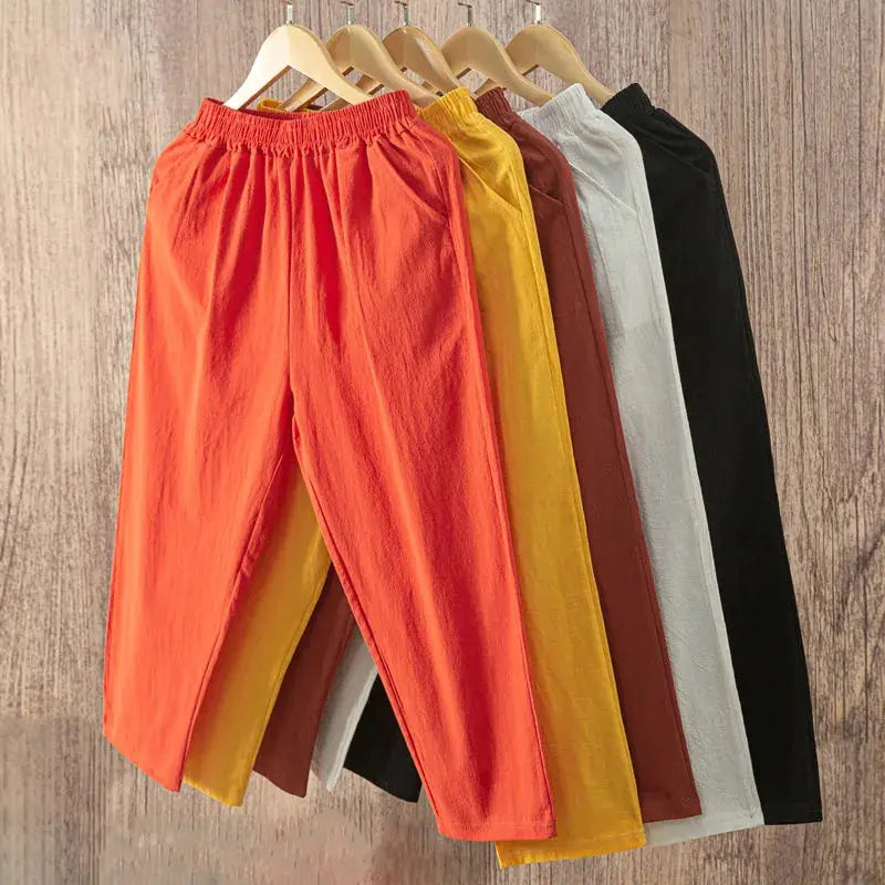 Pantalones de Algodón y Lino Casual Lucyever para Mujeres