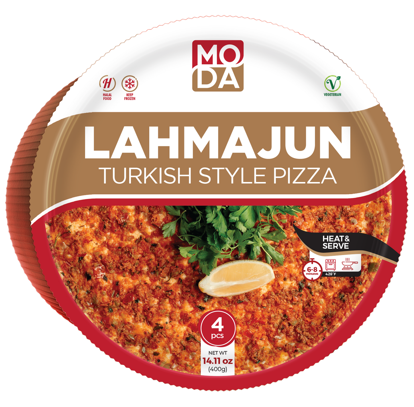 Moda Lahmajun – Pan plano turco vegano con verduras especiadas, 400 g (14,1 oz)