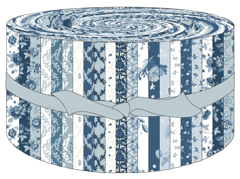Lakeland Blues - 2 1/2" Cotton Strips (42 Prints)