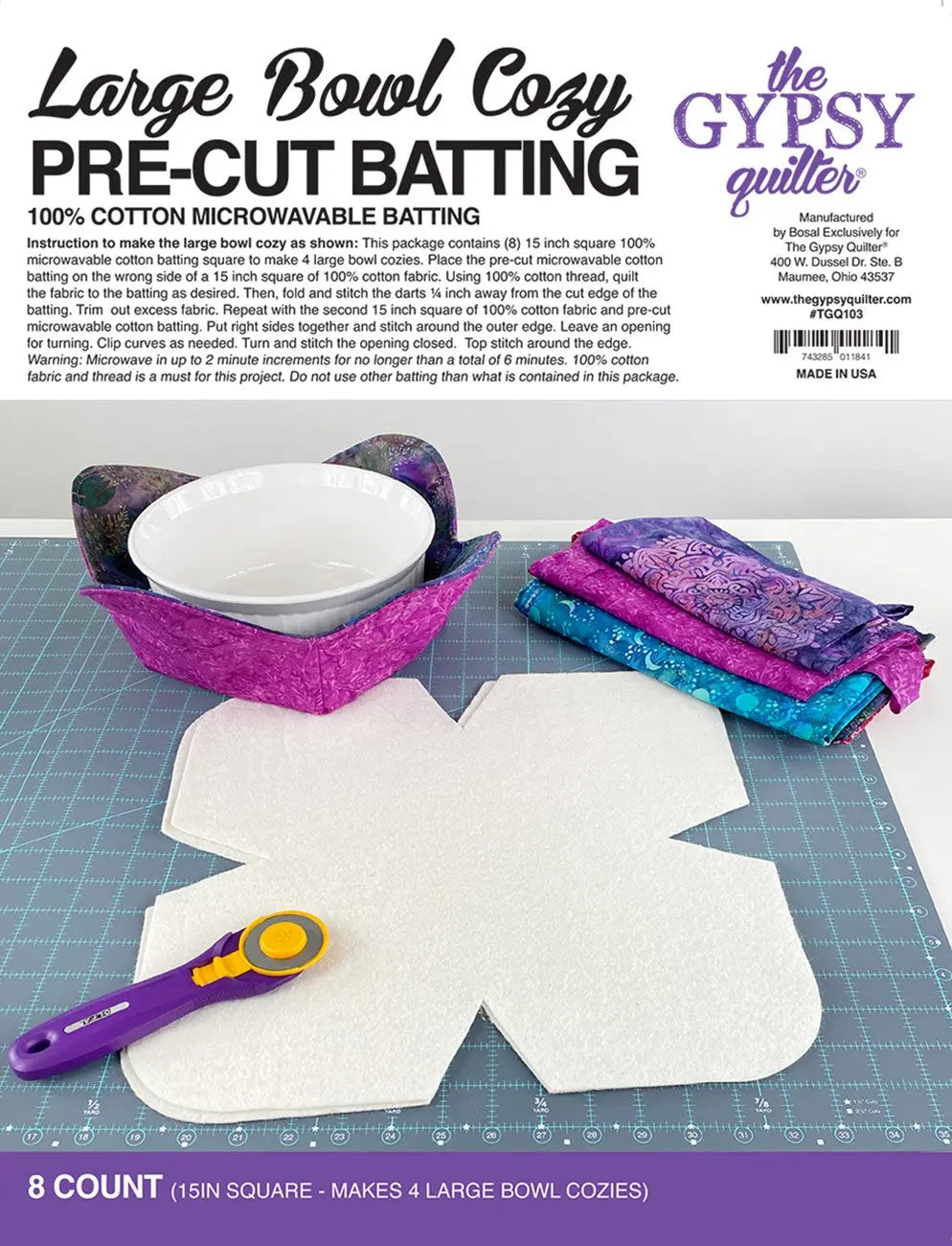 Large Bowl Cozy Pre-Cut Batting Set - 8 Count
