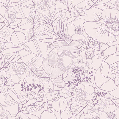 Lavender Floral Sketch Cotton Fabric - 44"/45" Per Yard