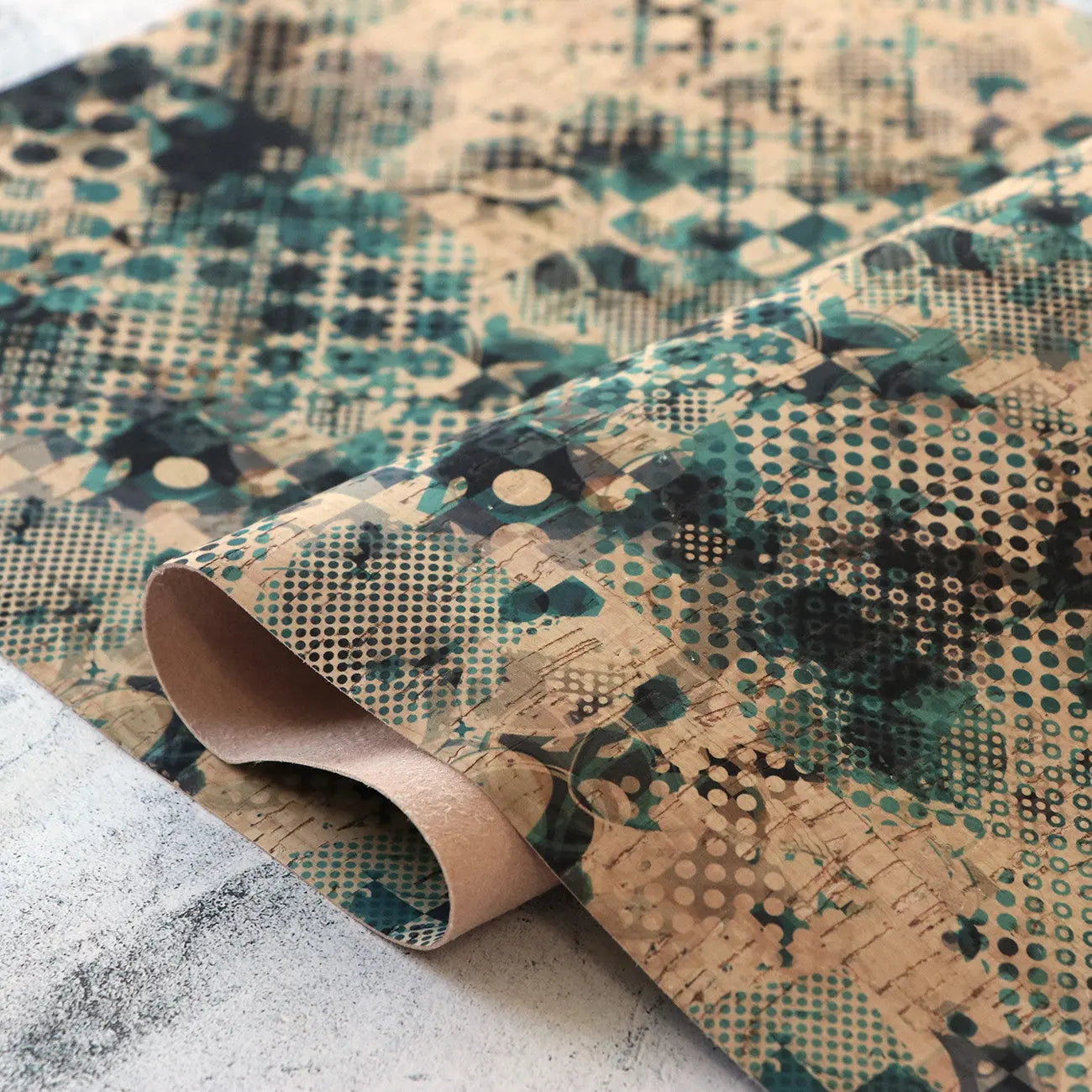 Layered Grunge Cork Fabric - 1/2 Yard
