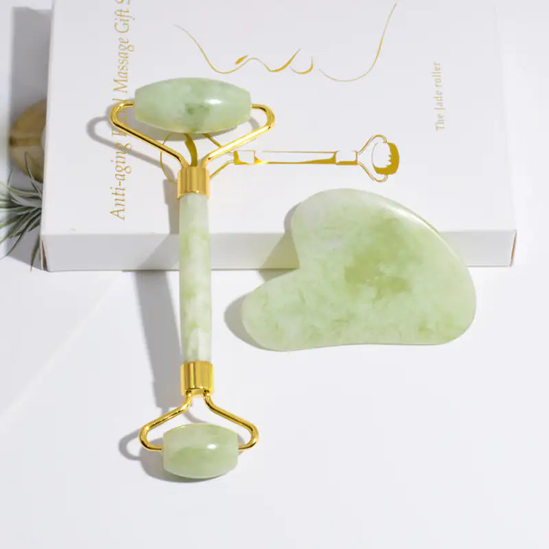 Caja de Regalo de Rodillo de Jade y Gua Sha