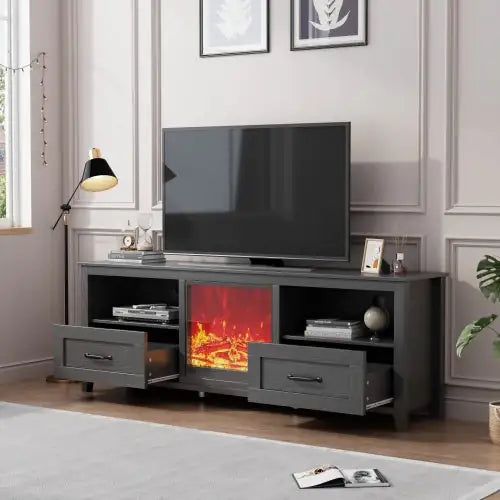 Soporte de TV negro premium de 70.08 pulgadas con almacenamiento para sala de estar