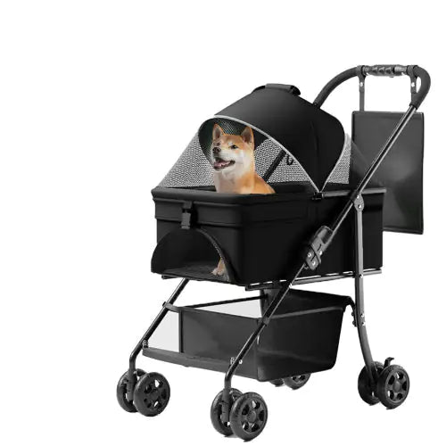 Poussette pour chien 2 en 1 pliable avec transporteur amovible