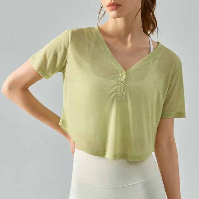 V-Neck Long Sleeve Yoga Top for Active Comfort