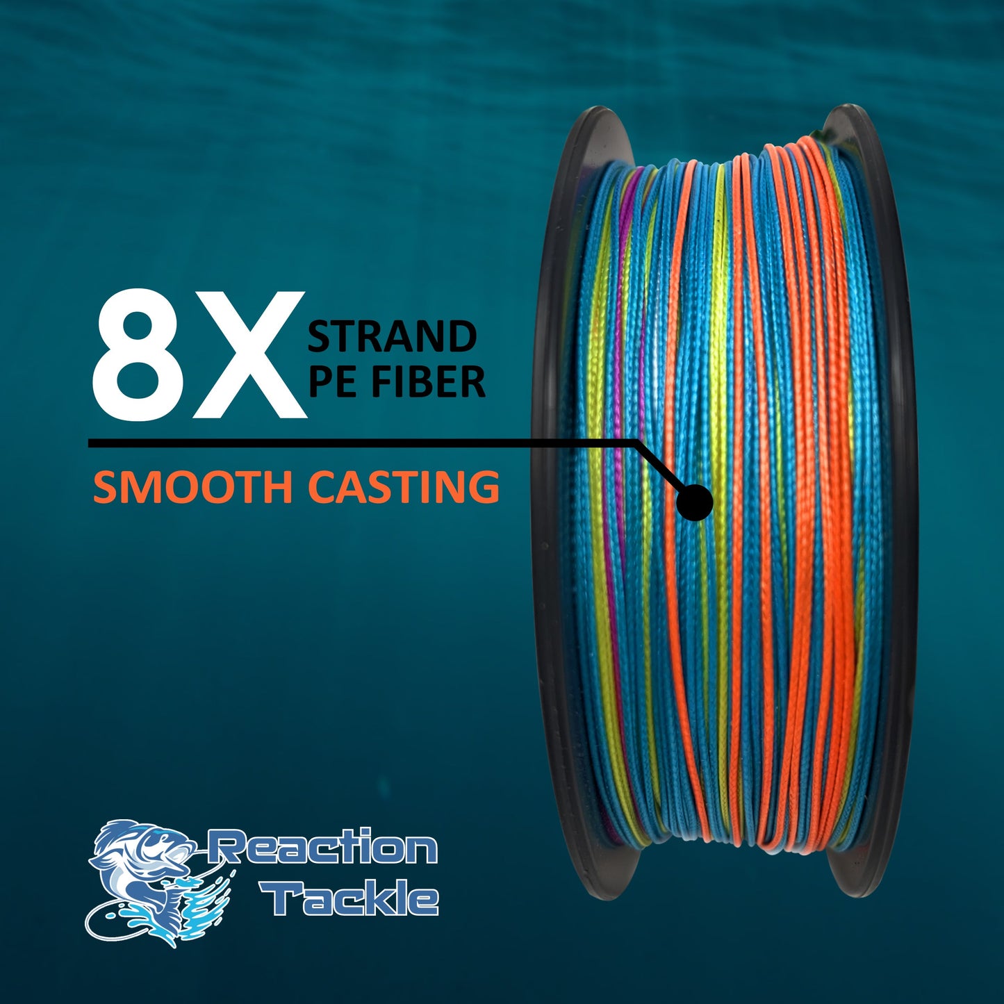 Línea de pesca trenzada con núcleo de plomo premium Reaction Tackle para curricán