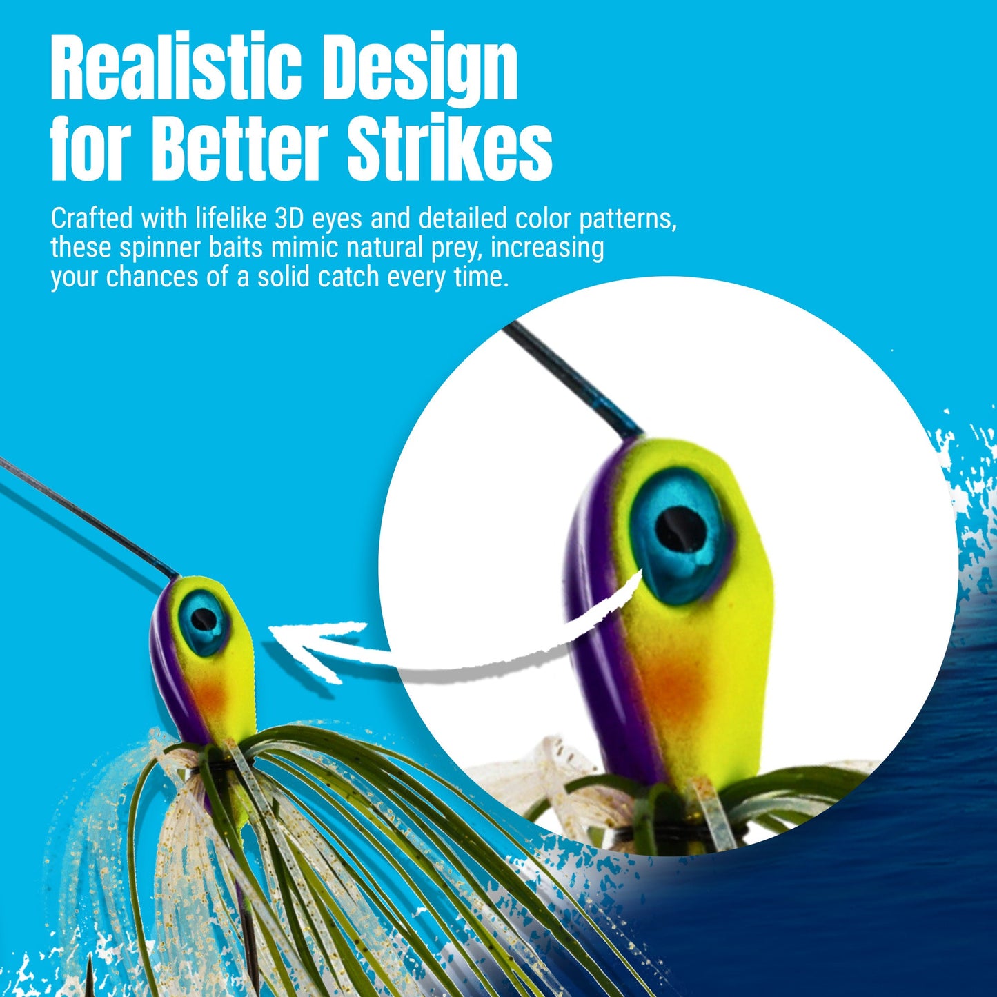 Reaction Tackle Lead Spinnerbait Jigs – 3-Pack, Double Willow Blade - New