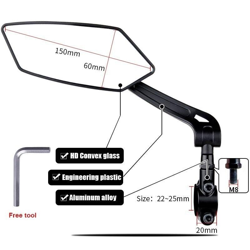 Adjustable Bicycle Handlebar Rear View Mirror for Safe Cycling