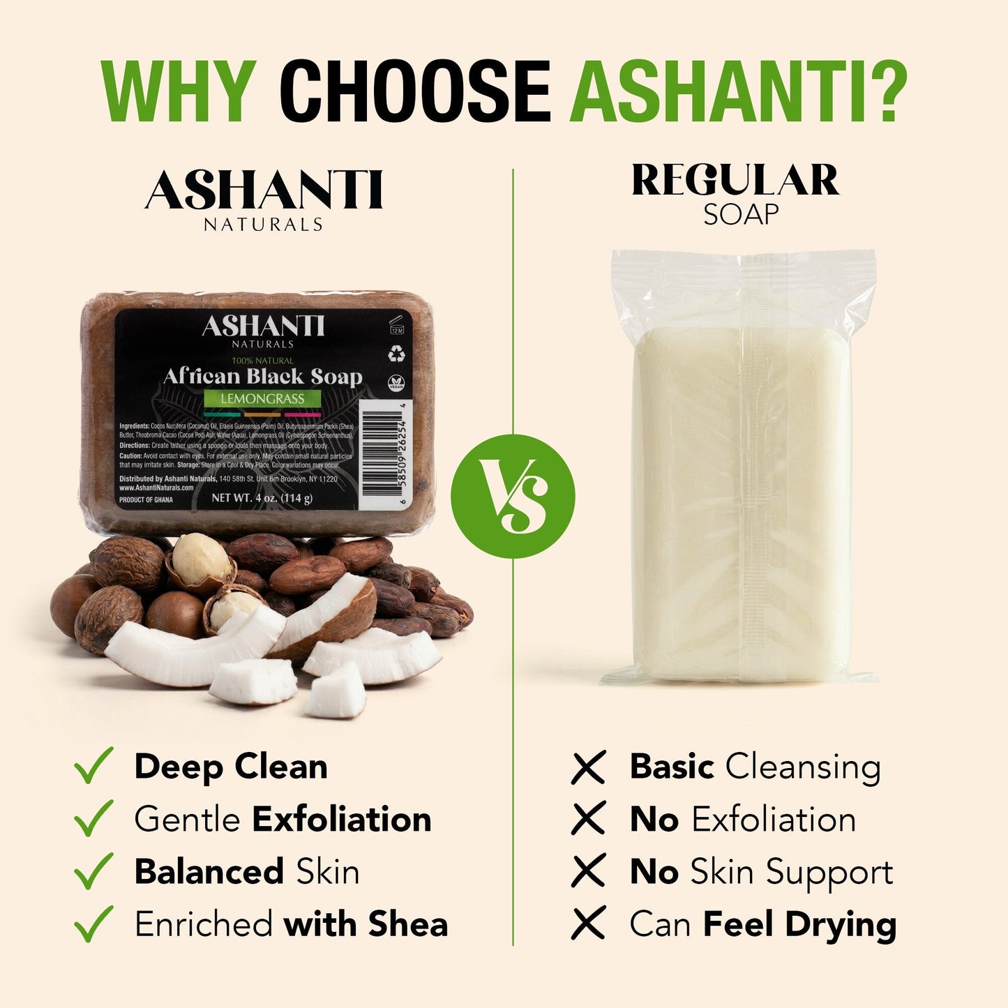 Jabón Negro Africano 100% de Ashanti Naturals con Hierba de Limón