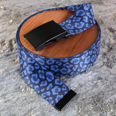 Deep Blue Leopard Print Belt - Versatile Sizes & Buckle Options