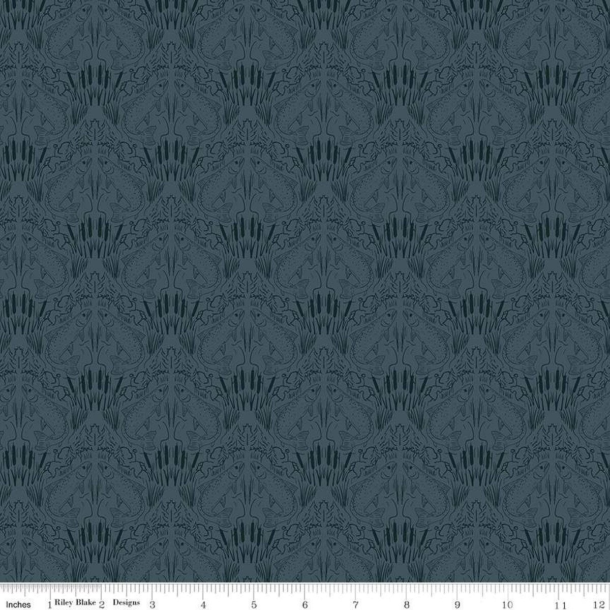 Let's Wander First Catch Blue Cotton Fabric - 43"/44" Per Yard