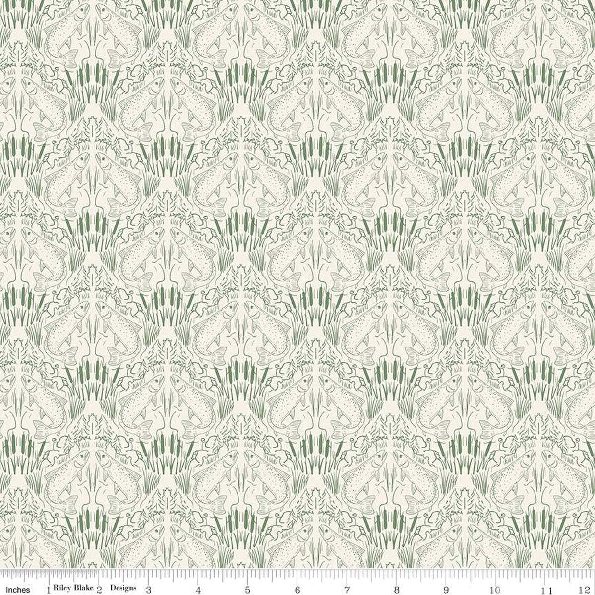 Tissu en coton crème Let's Wander First Catch - 43"/44" par yard