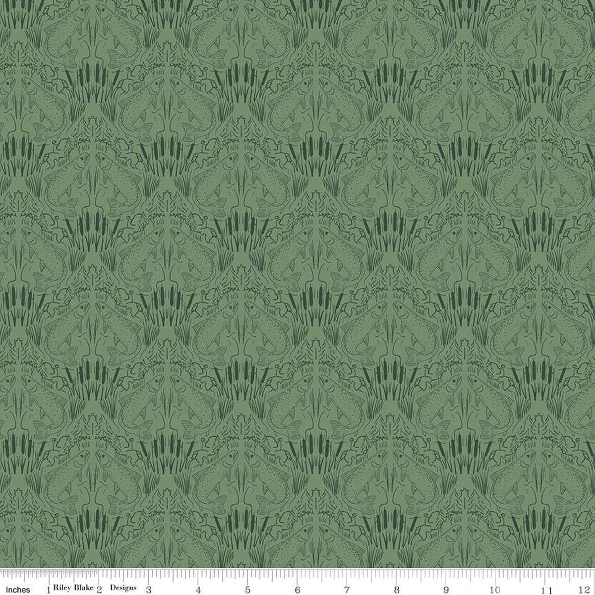 Let's Wander First Catch Sage Cotton Fabric - 43"/44" Per Yard