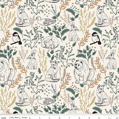 Let's Wander Main Cream Cotton Fabric - 43"/44" Per Yard