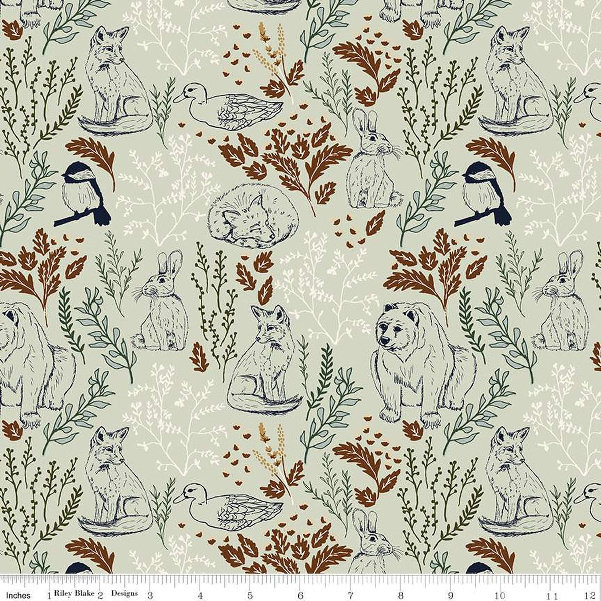 Let's Wander Main Mist Cotton Fabric - 43"/44" Per Yard