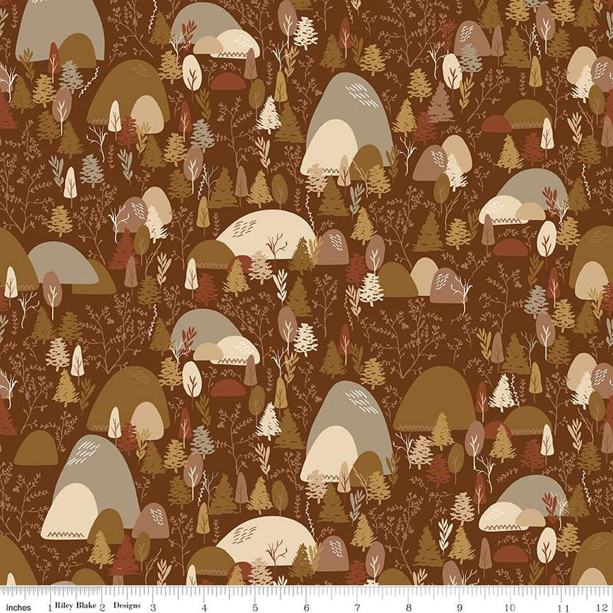 Tissu en coton marron Let's Wander Mountain Music - 43"/44" par yard