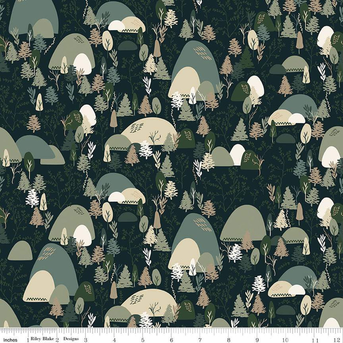 Tissu en coton navy Let's Wander Mountain Music - 43"/44" par yard