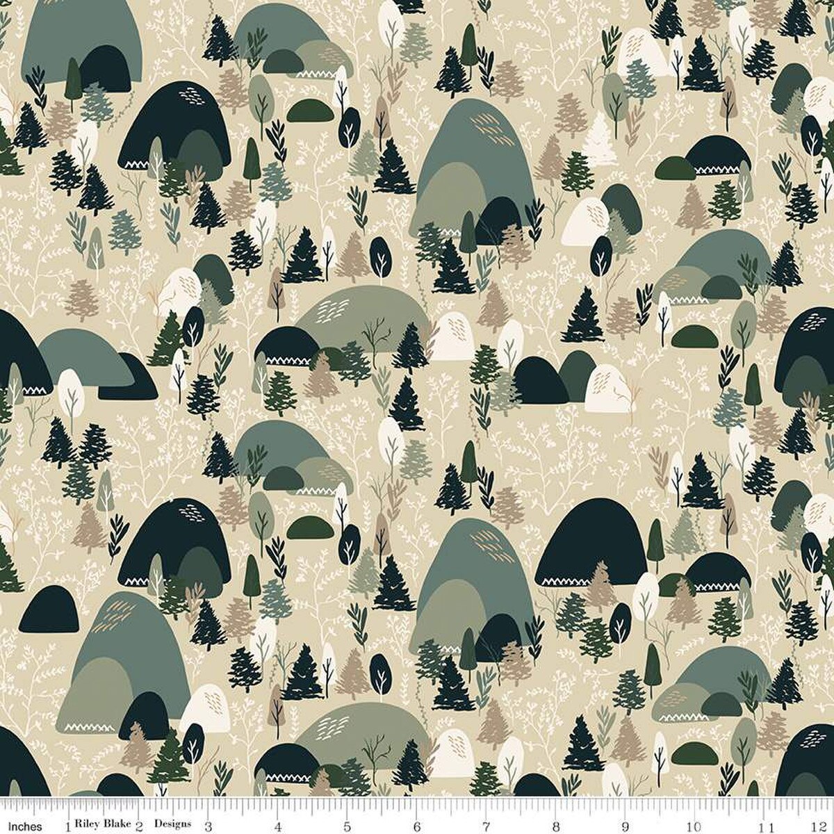 Tissu en coton Let's Wander Mountain Music Stone - 43"/44" par yard
