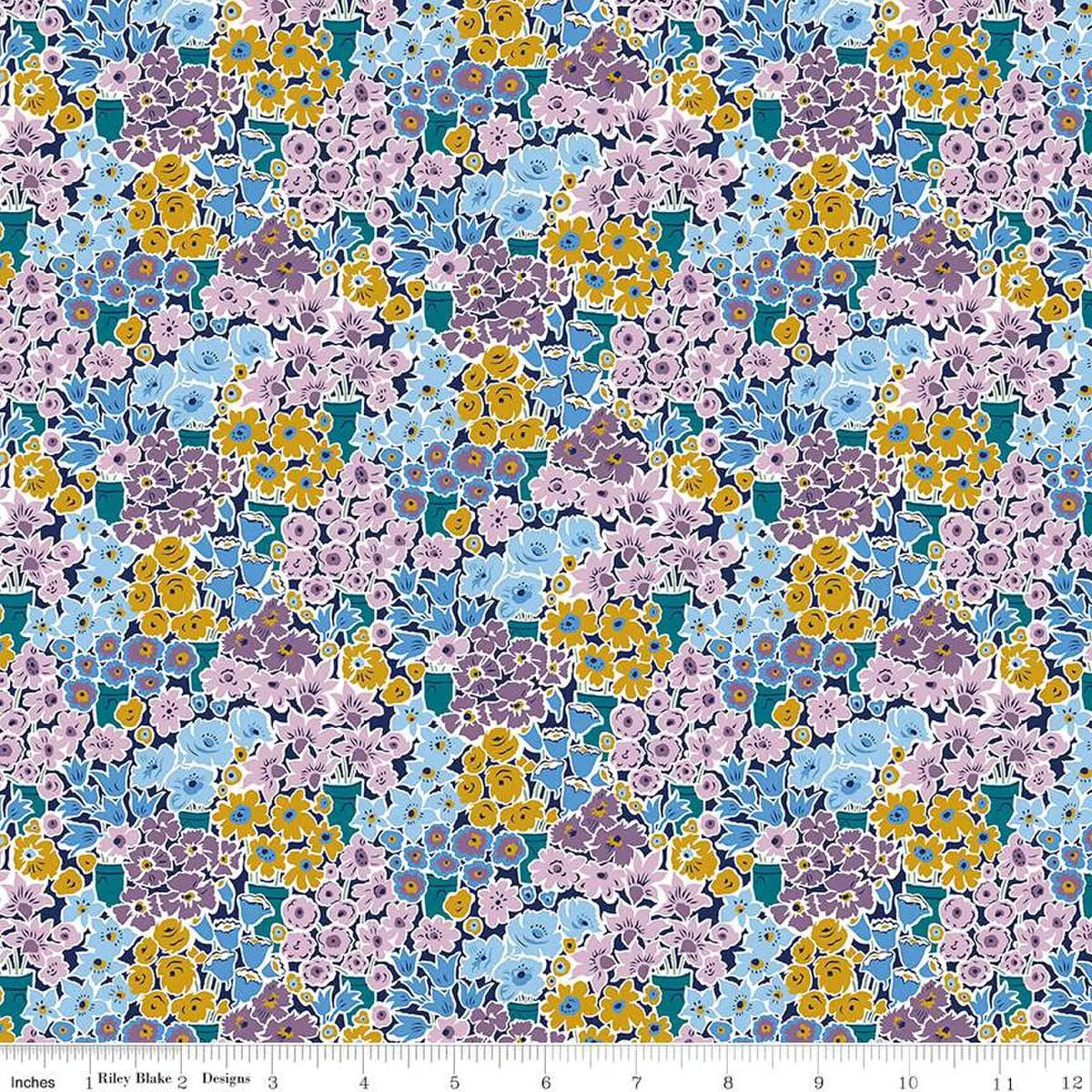 Tela Liberty Tudor Celebration Rossellie Blooms - 44"/45" por Yarda