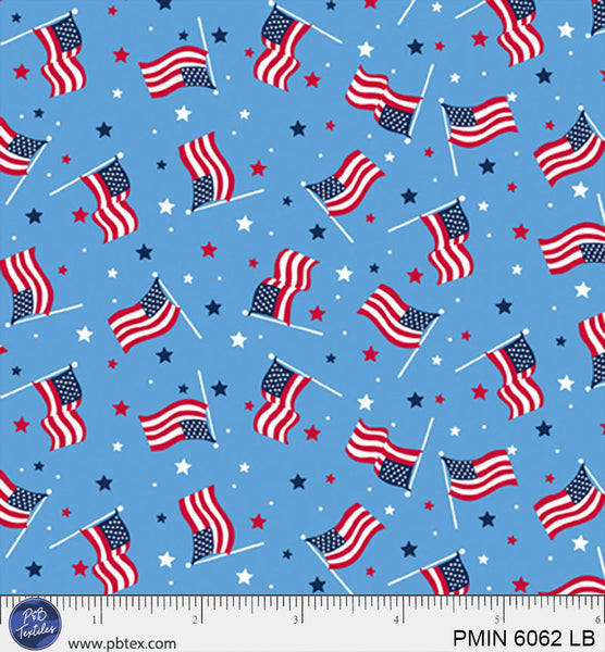 Light Blue Patriotic Minis Cotton Fabric - 44”/45” Per Yard