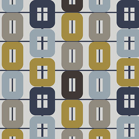Tissu en coton géométrique gris clair Modern Refinement arrondi 43"/44" par yard
