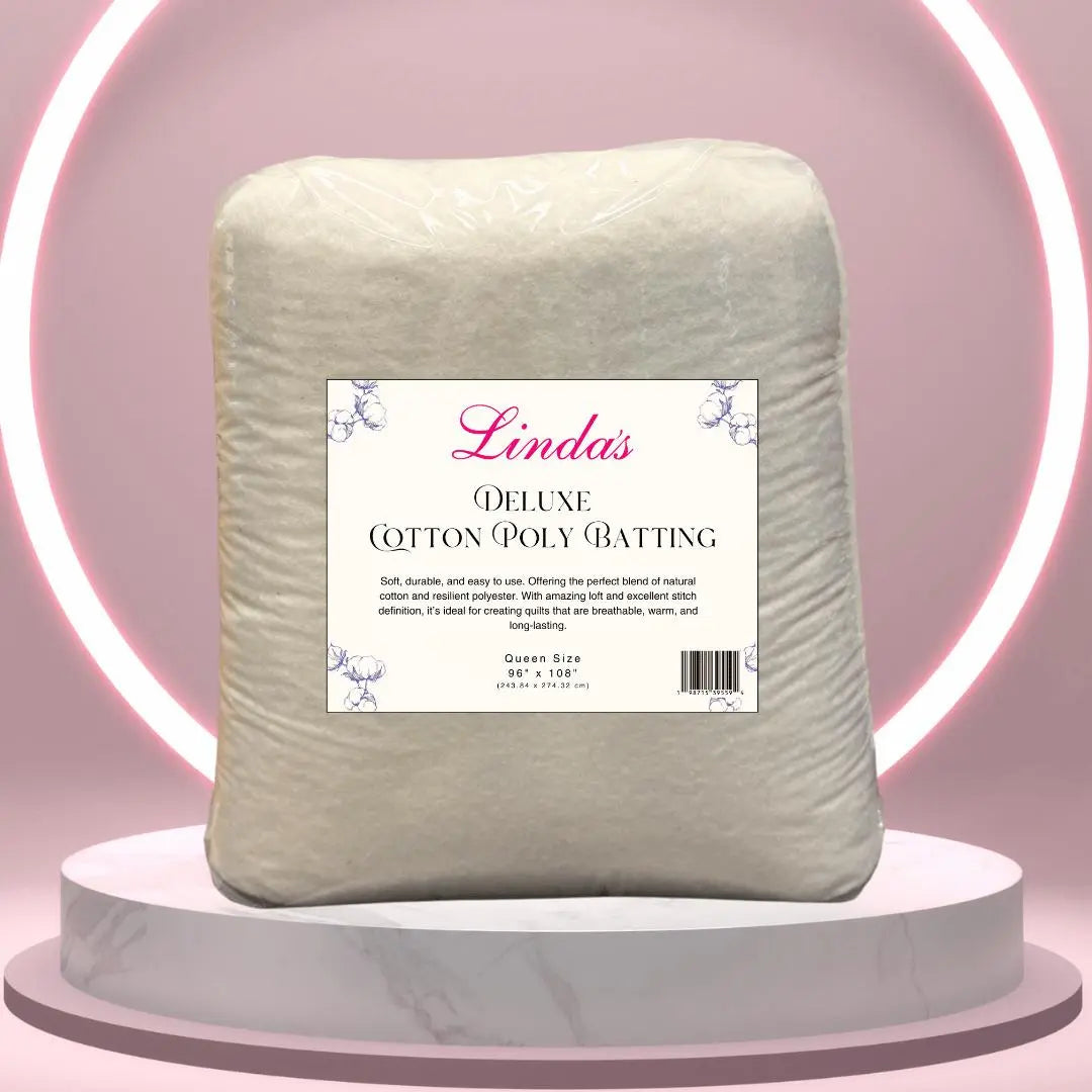 Batting de Mezcla de Algodón/Poliéster Deluxe de Linda - Paquete de 3 Yardas Tamaño Reina