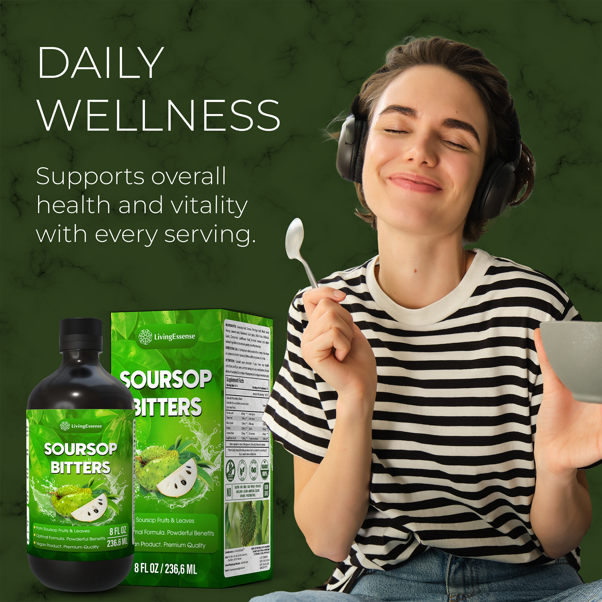 Soursop Bitters Liquid with Soursop Leaves for Gut Health & Immune Boost - Korvel