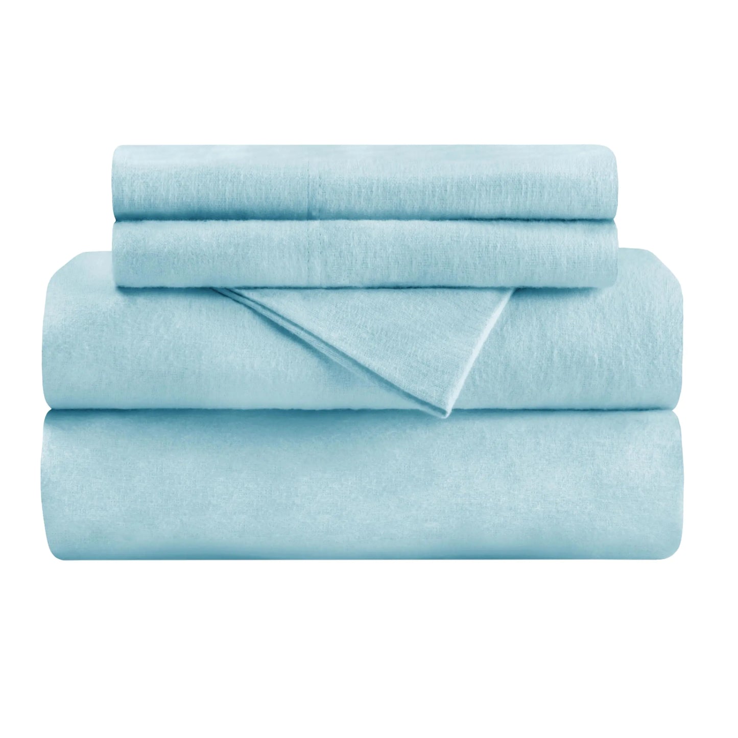 Superior Flannel Cotton Bed Sheet Set - California King, Light Blue