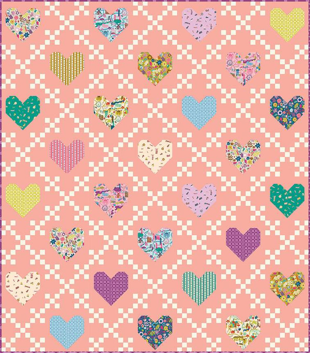 Patron de Quilt Cœurs Héritage par Lo & Behold Stitchery