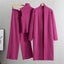 Conjunto de punto de 3 piezas para mujer: chaleco, cárdigan y pantalones de pierna ancha