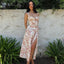 Robe Midi Bureau Fleurie Rose