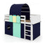 Twin Size Loft Bed Playhouse Frame with Tower Tent & Storage - Navy