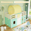 Twin Size Loft Bed Playhouse with Tower Tent - Turquoise