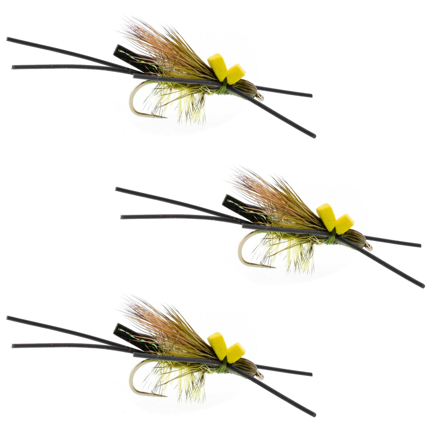 Pack de 3 mouches sèches Skwala Stonefly à longue queue - Taille 10
