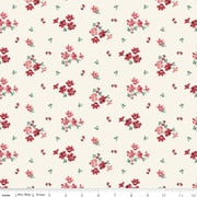 Tela de Algodón Crema con Flores Love You Always - 43"/44" por Yarda
