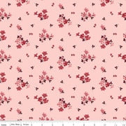 Love You Always Flower Toss Pink Cotton Fabric - 43"/44" Per Yard