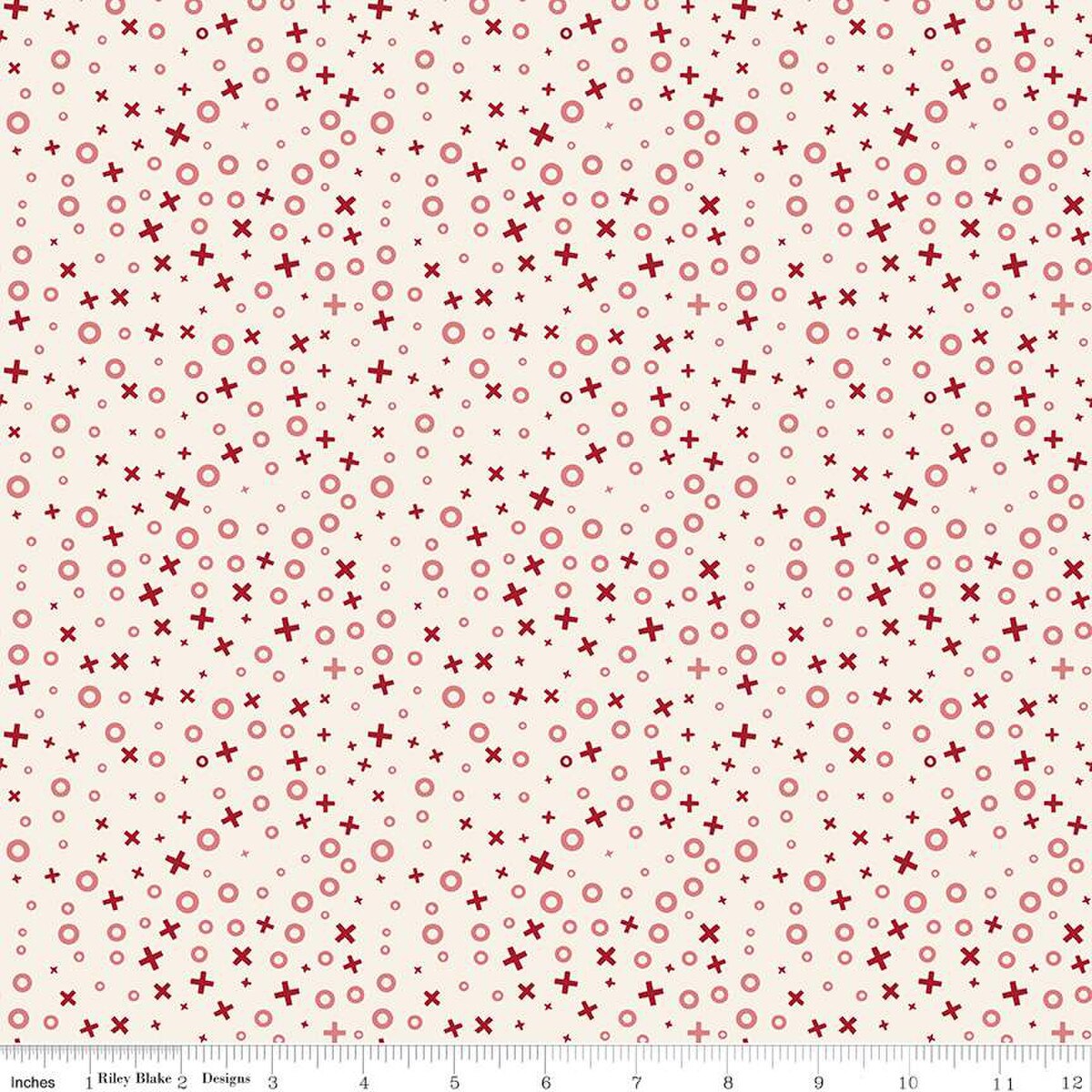 Love You Always XOs Cream Cotton Fabric - 43"/44" Per Yard