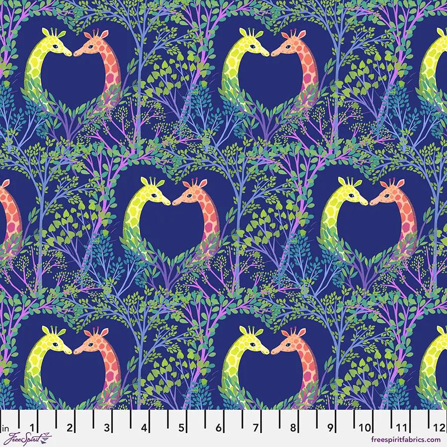 Tissu en coton bleu Love in the Trees - 44"/45" par yard