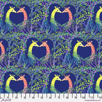 Amor en los Árboles Tela de Algodón Azul - 44"/45" por Yarda