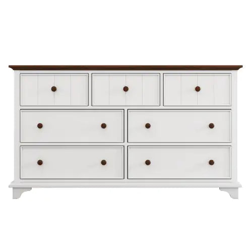 Wooden Captain Seven-Drawer Dresser in White Walnut