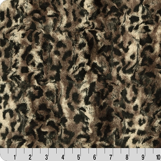 Taupe/Black Luxe Cuddle Bobcat Fabric - 52"/57" per Yard