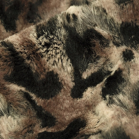 Taupe/Black Luxe Cuddle Bobcat Fabric - 52"/57" per Yard